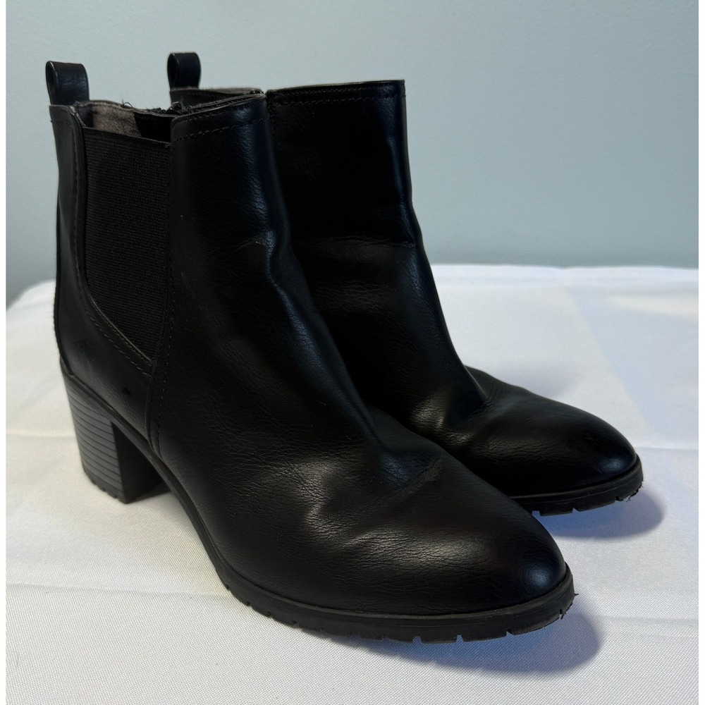 LifeStride‎ Womens Black Faux Leather Chelsea Ankle Boots Block Heel Size 9.5 US